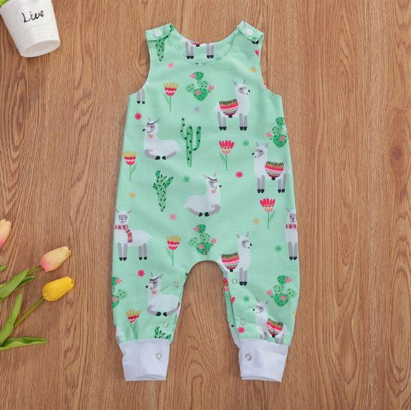 cactus kidswear Little Llama Onesie, Green / 3-6 Mo