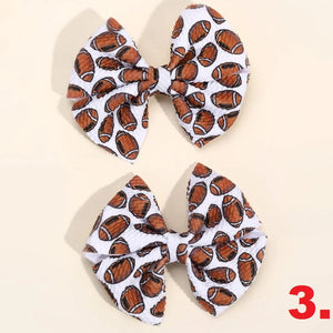 2 Pack Football Bow Clips
