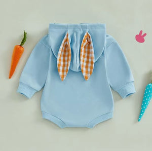 Plaid Bunny Ear Hooded Onesie