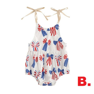 USA Shoulder Tie Bow Romper