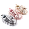 Metallic Bow Baby Shoes