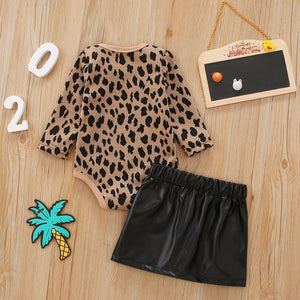 Leopard Onesie & Zipper Skirt