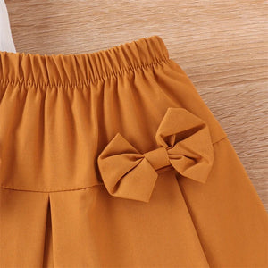Ribbed Puff Sleeve Top & Bow Skirt