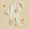 Solid Ribbed Ruffle Romper & Headband