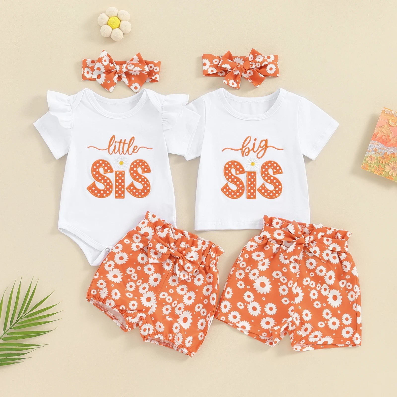 Big & Little Sis Matching Floral Outfit, White / Orange / Big Sis / 3-4 Toddler | Bitsy Bug Boutique Big & Little Sis Matching Floral Outfit, White / Orange / Big Sis / 3-4 Toddler | Bitsy Bug Boutique
