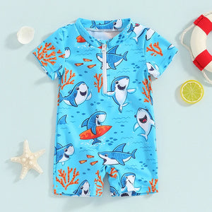 Short Sleeve Shark Swimsuit