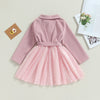 Pink Polka Dot Bow Belted Dress
