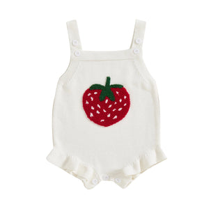Knit Strawberry Ruffle Onesie