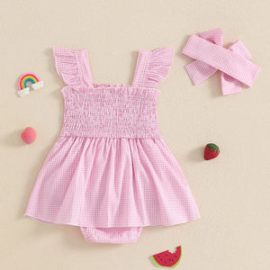 Plaid Watermelon Ruffle Dress & Bow