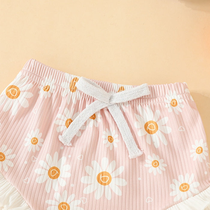 Ribbed 3 Piece Daisy Summer Outfit