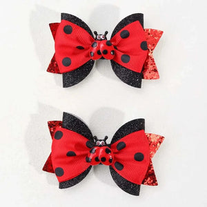 2 Pack Glitter Lady Bug Hair Clips
