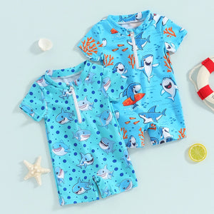 Short Sleeve Shark Swimsuit