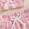 Ribbed Ruffle Ribbon Outfit & Bow
