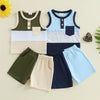 Patched Color Pocket Tank & Shorts