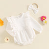 White Lace Ruffle Onesie & Bow