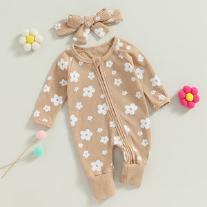 Zipper Flower Onesie & Bow