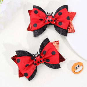 2 Pack Glitter Lady Bug Hair Clips