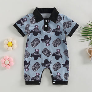 Western Boy Collared Romper