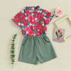 Floral Collared Button Up Shirt & Shorts