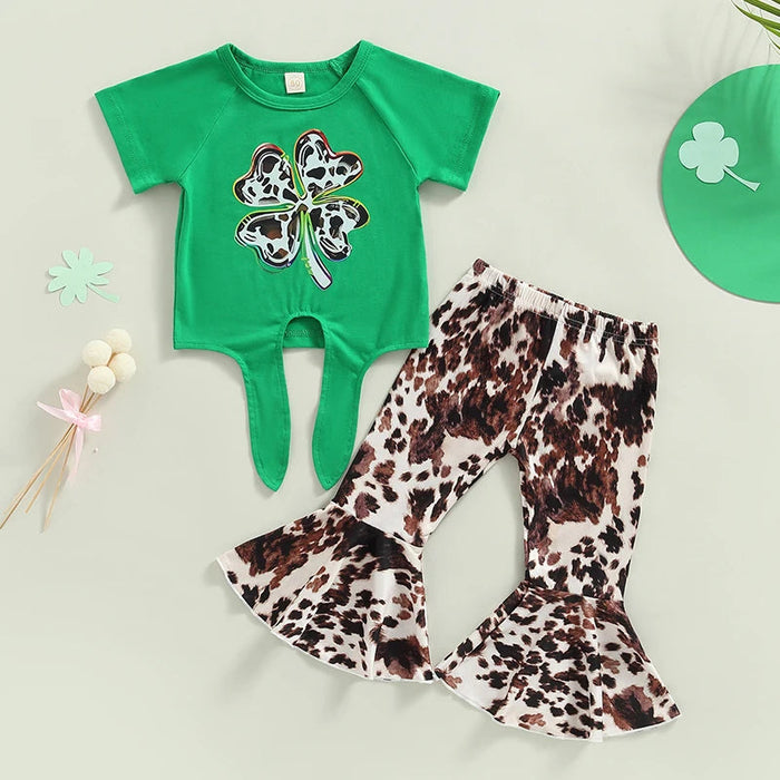 Four Leaf Clover Cow Print Outfit