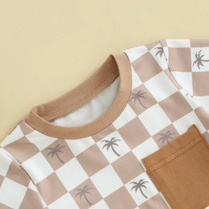 Checkered Palm Tree T-shirt & Shorts