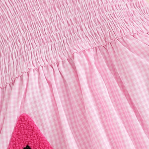 Plaid Watermelon Ruffle Dress & Bow