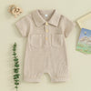 Solid Collared Pocket Romper