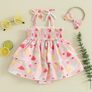 Layered Summer Fruit Dress & Headband