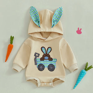 Plaid Bunny Ear Hooded Onesie