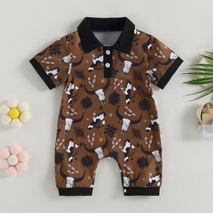 Western Boy Collared Romper