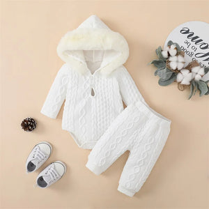 Knitted Fur Hooded Set