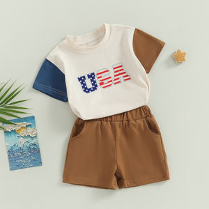 USA Patchwork T-shirt & Shorts
