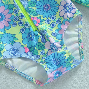 Neon Flower Ruffle Swimsuit