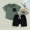 Solid Pocket T-shirt & Shorts