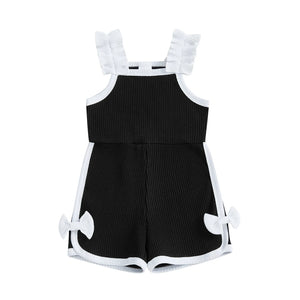 Solid Ribbed Ruffle Raina Romper