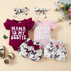 Mama is My Bestie Floral Butterfly Outfit