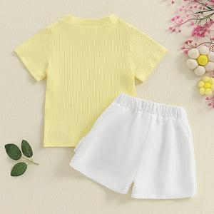 Solid Ribbed Ruffled Skort Outfit