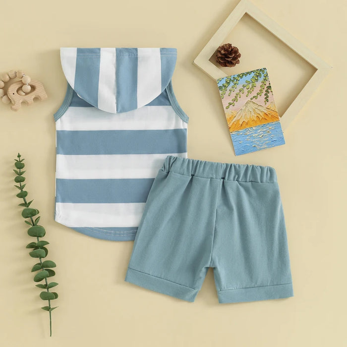 Striped Hooded Tank & Shorts