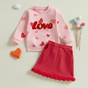 Love Hearts Pom Pom Skirt Outfit