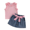 Ribbed Ruffle Bow Skirt Outfit