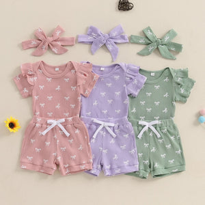 Ruffled Ribbed Bow Outfit