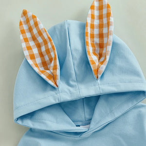 Plaid Bunny Ear Hooded Onesie