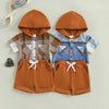Plaid Hooded Romper & Shorts