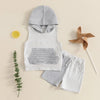 Gray Two Tone Sleeveless Hoodie Outfit