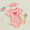 Pink Ribbed Onesie & Headband