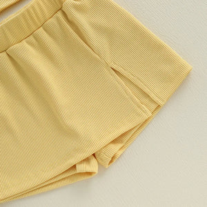 Ribbed Flower Button Skort Outfit