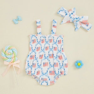 Summer 4th of July Romper & Bow