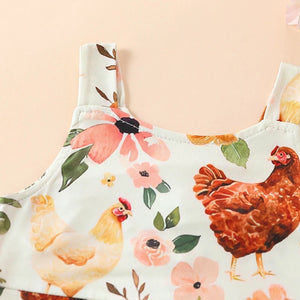 Floral Spring Chicken Romper