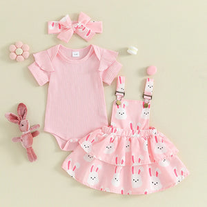 Bunny Ruffle Overalls Easter Dress Outfit