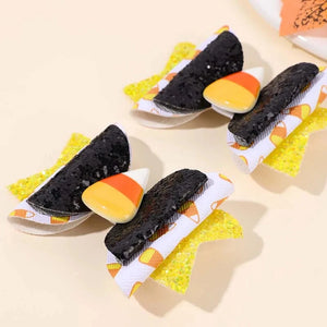 2 Pack Glitter Candy Corn Hair Clips